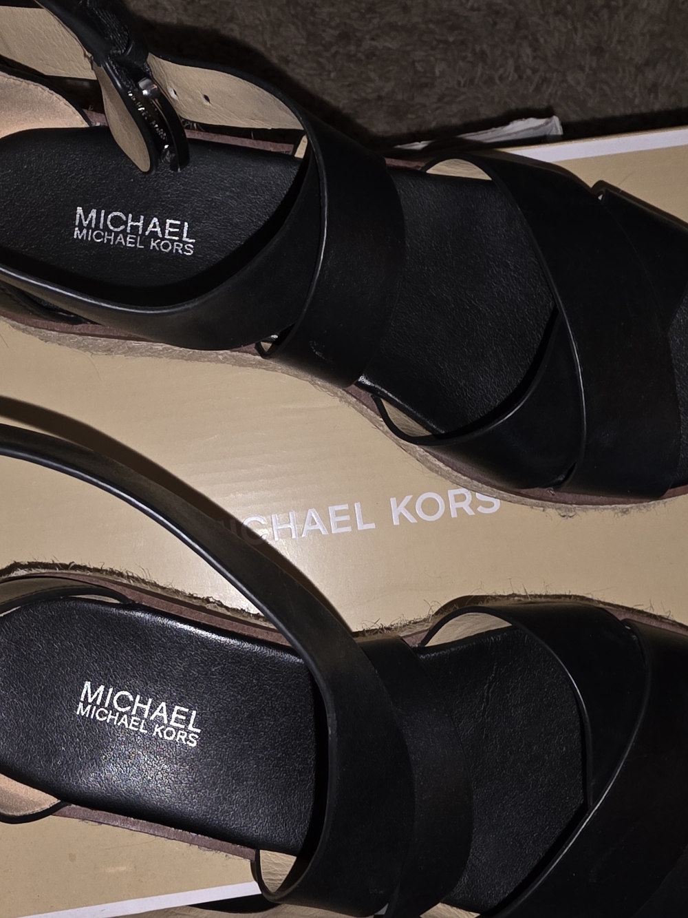 Michael Kors Black Strappy Wedge Sandals - Picture 3 of 7